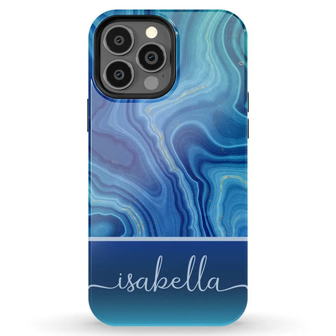 Blue Agate Custom Name iPhone Case